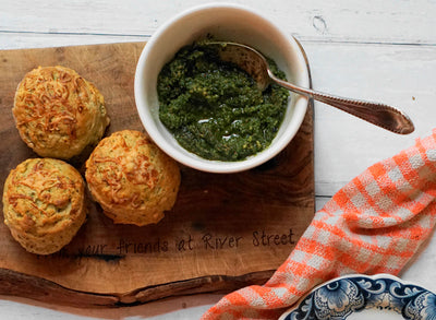 Basil Pesto and Goats Cheese Scones