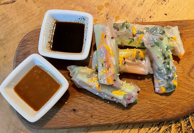 Jekka's Summer Herb Rolls, 2 Dips & 2 Sauces