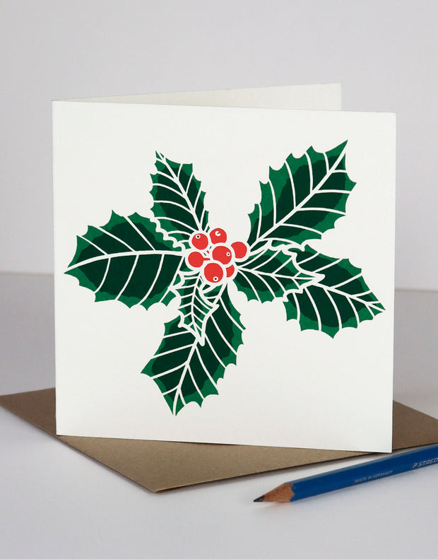 Holly Screenprinted Greeting Card