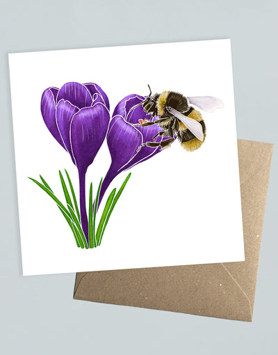Crocus & Bee Greeting Card